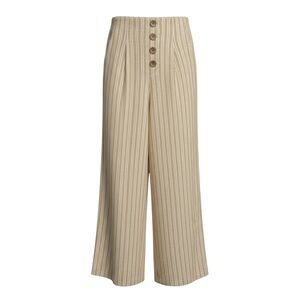 Indigo Rising Mustard Yellow Pinstripe Wide Leg Ankle Pants Small Coastal Boho